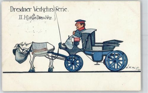 Dresden Droschkenkutscher , Humor , sign. M.Mist