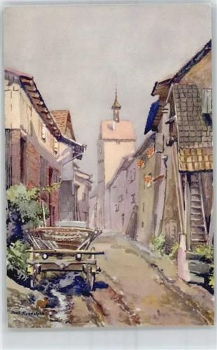 Riquewihr Kunst-Karte, signiert, Kirche