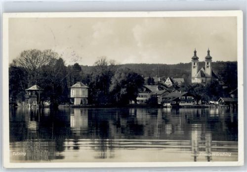 Tutzing Teilansicht, See, Kirchturm,