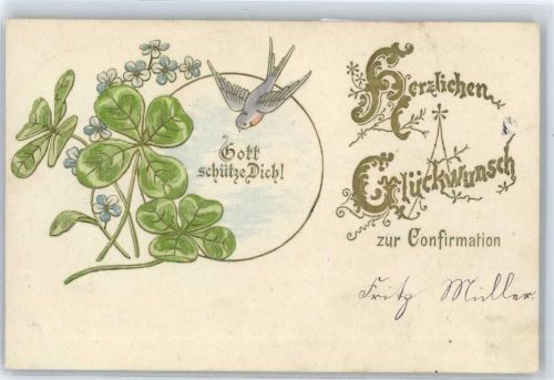 Taube Konfirmation 1901 Prägedruck