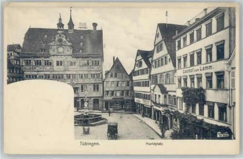Tübingen Marktplatz Gasthaus zum Lamm Rathaus Brunnen