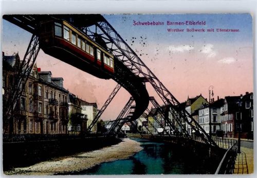 Barmen Schwebebahn Werther Bollwerk mit Uferstraße