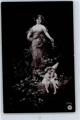 1907 Engel Frau Zwerg