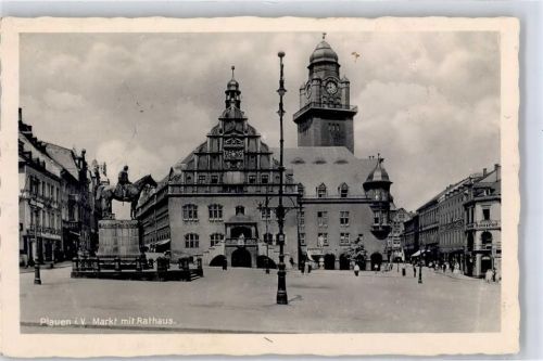 Plauen 1942 Rathaus Marktplatz Denkmal