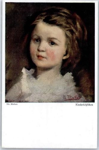 sign. Mathes, N. Kind Portrait Wiechmann, Hermann