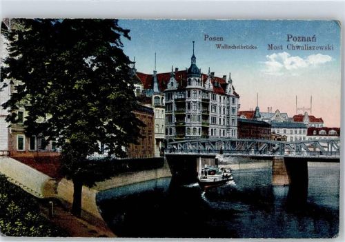 Posen Poznan Lithographie Wallischeibrücke