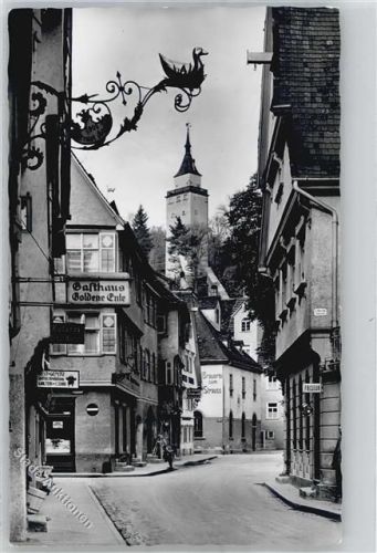 Biberach Straßenansicht Gasthaus Goldene Ente Brauerei zum Strauss