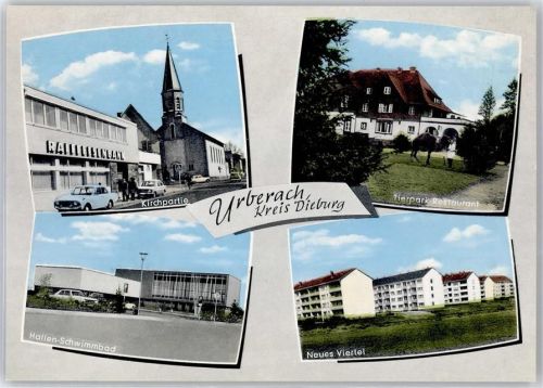 Urberach Kirche Raiffeisenbank Schwimmbad Gasthaus Tierpark
