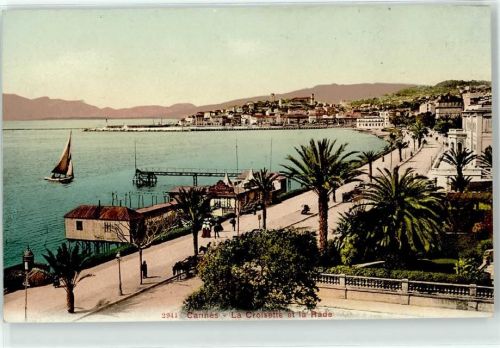 06150 Cannes Lithographie / Künstlerkarte La Croisette et la Rade