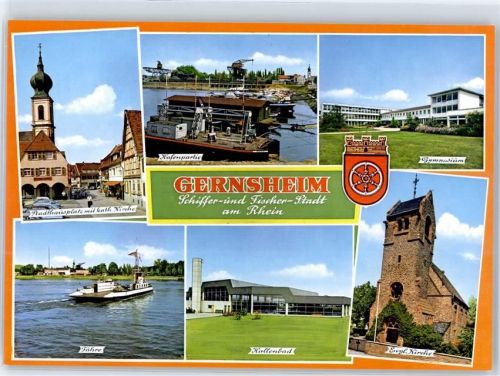 Gernsheim Stadthausplatz Fähre Kirche Schwimmbad