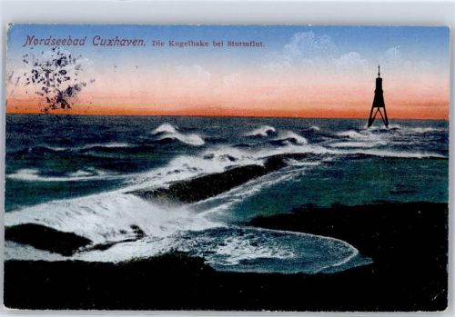 27472 W2190 Cuxhaven 1913 - Kugelbake Sturmflut