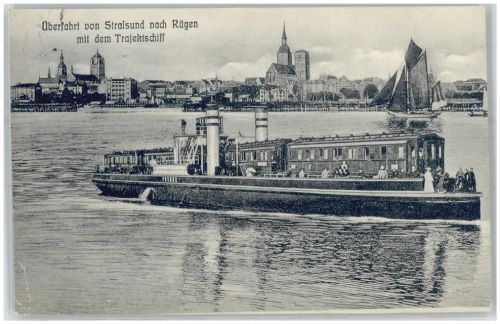 Stralsund 1910 Überfahrt von Stralsund mit dem Trajektschiff