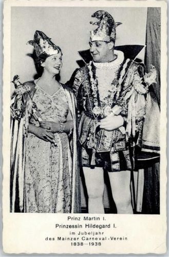 Mainz 1938 Karneval Prinz Martin I. Prinzessin Hildegard I. im Jubeljahr