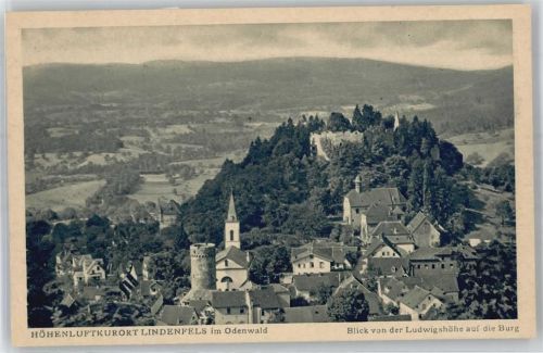 Lindenfels Blick von der Ludwigshöhe auf die Burg