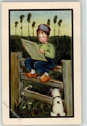 1909 Kind Zigarette Rauchen Hund Zeitung M. Munk Vienne