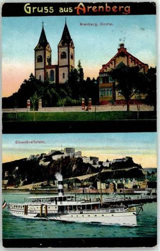 Arenberg Kirche Ehrenbreitstein Dampfschiff