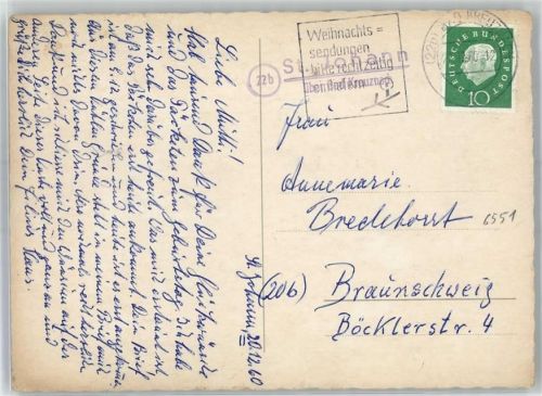 55578 W6551 St. Johann , Rheinhess - Landpoststempel Weihnachten Neujahr