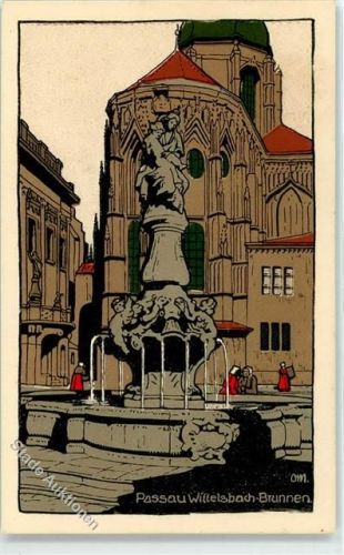 Passau 1922 sign. Wittelsbach Brunnen