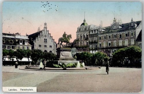Landau 1914 Paradeplatz Denkmal Hotel Pfälzer Hof