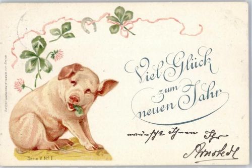 1898 Hufeisen Kleeblatt Neujahr