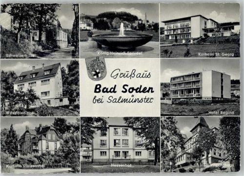Bad Soden-Salmünster Schweizerhaus Westfalen-Hof Kurheim Stolzenthal Hessenhof St. Vinzenzhaus Hotel Regina Kurheim St. Georg König-Heinrich-Sprudel Wappen