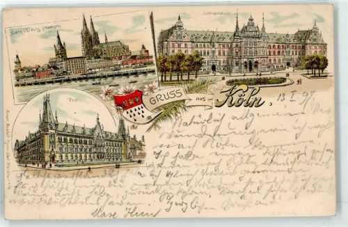 Köln Stadt 1897 Postamt Justizgebäude