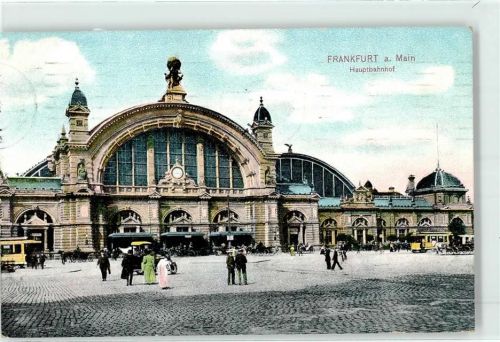 Frankfurt 1912 Hauptbahnhof Straßenbahn Fahrrad