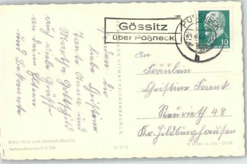 Gössitz Landpoststempel Geburtstag Blumen in Vasen