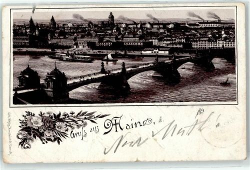 55116 W6500 Mainz a Rhein 1897 Lithographie Rhein Brücke