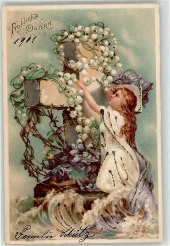 1901 Kind Maiglöckchen Ostern