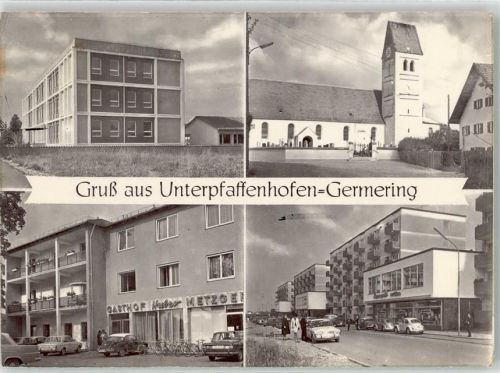 82110 W8034 Unterpfaffenhofen - VW Käfer Gasthaus Huber Metzgerei Kirche Germering