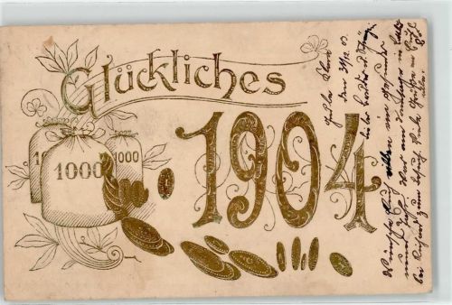 1904 Neujahr Geldsack