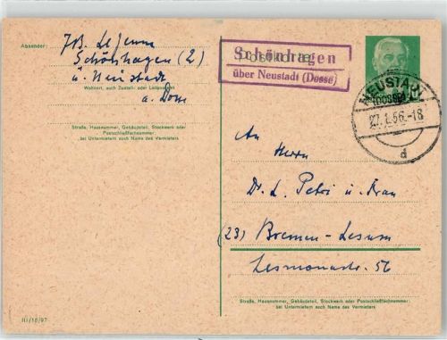 16866 O1901 Schönhagen b Neustadt, Dosse Ganzsache Landpoststempel