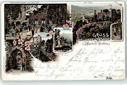 Baden-Baden 1899 Altes Schloss Rittersaal Gasthof Felsenbrücke
