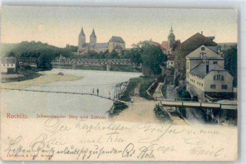 Rochlitz 1905 Schwankender Steg Schloss