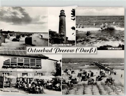 Ostseebad Prerow Milchbar Dünenhaus Brandung Strand Leuchtturm