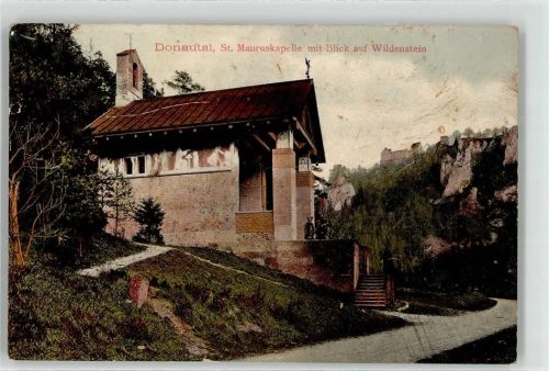 Beuron 1907 Donautal St. Mauruskapelle mit Blick auf Wildenstein