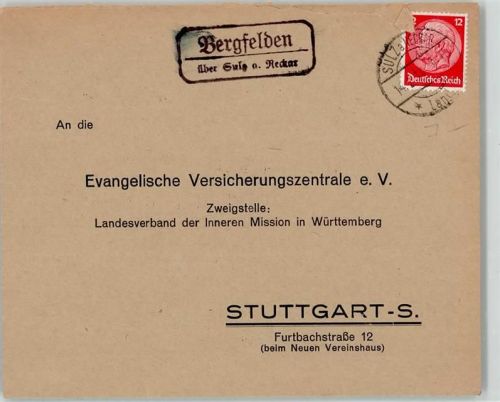 Bergfelden Posthilfsstellenstempel Vorderseite