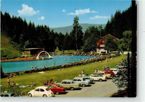 38685 W3394 Wolfshagen im Harz - Schwimmbad VW Käfer Fahrrad