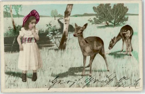 1906 Mädchen Hutmode Rehe
