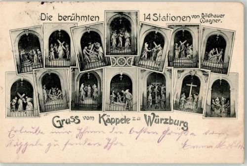 Würzburg 1904 Käppele Die berühmten 14 Stationen von Bildhauer Wagner