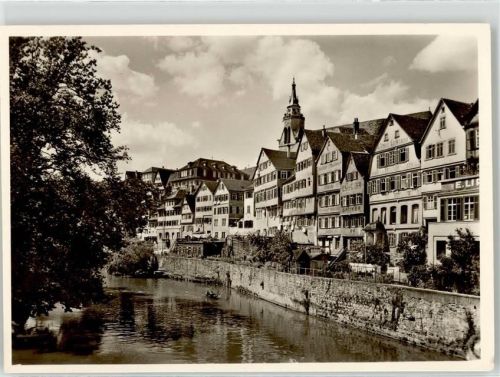 Tübingen Blick von der Eberhardbrücke neckaraufwärts Handlung Optiker Kirchturm