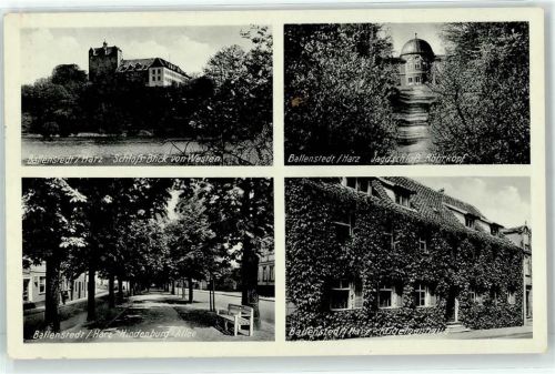 06493 O4303 Ballenstedt - Schloss Jagdschloss Röhrkopf Hindenburg-Allee Kügelgenhaus Bahnpost Aschersleben Zug Nr. 1924