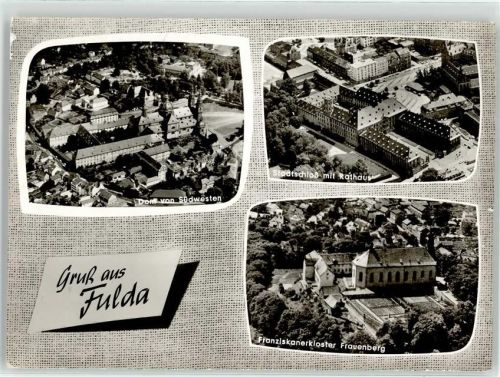 36037 W6400 Fulda - Fliegeraufnahme Dom Stadtschloss Rathaus Franziskanerkloster Frauenberg