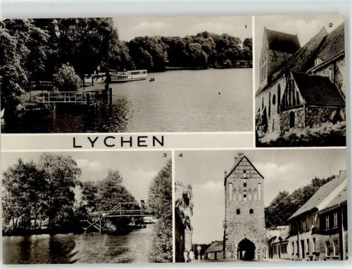 Lychen Anlegestelle der Weißen Flotte Johanniskirche Stadtsee Stargarder Tor