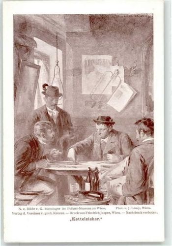 Wien Bild v. Steininger, G Verein v. goldenen Kreuz Photo Löwy, J. Wein trinken Rauchen