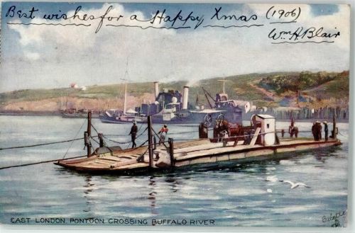 East London 1906 Ponton crossing Buffalo River Fähre signiert Oilette Dampfer