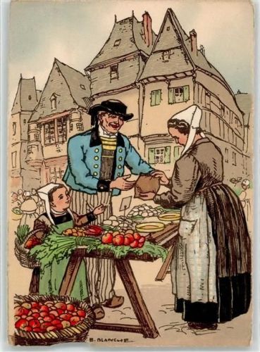 Lannion Tracht Marktszene Bretagne