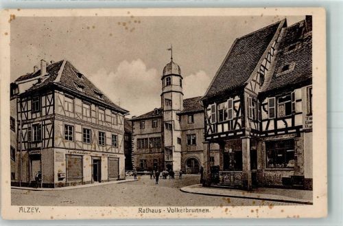 55232 W6508 Alzey - 1915 Rathaus mit Volkerbrunnen