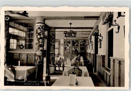 Kochel Gasthaus Schmied v Kochel Innenansicht Terrasse
